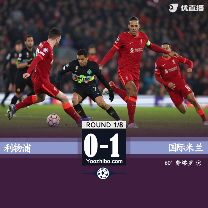 利物浦2-1国米 劳塔罗世界波桑切斯助攻+染红进8强
