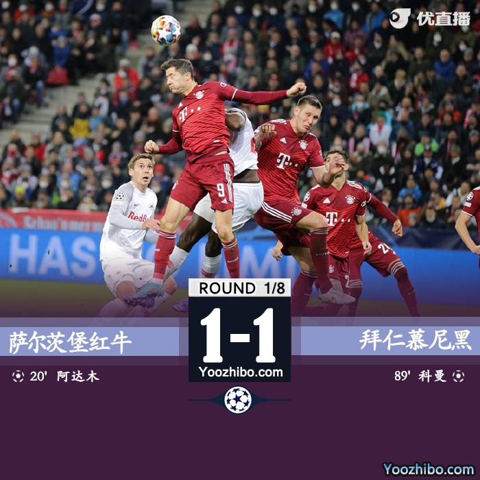 拜仁1-1萨尔茨堡红牛 穆勒助攻科曼绝平阿德耶米策动进球